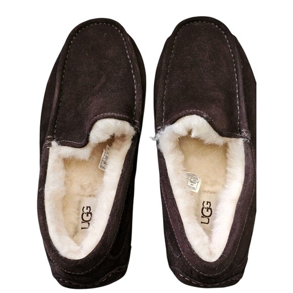 UGG Ascot Slip On Loafers Espresso Brown Comfort Shoes Wool Sherpa Lined Mens 7 - Picture 4 of 15
